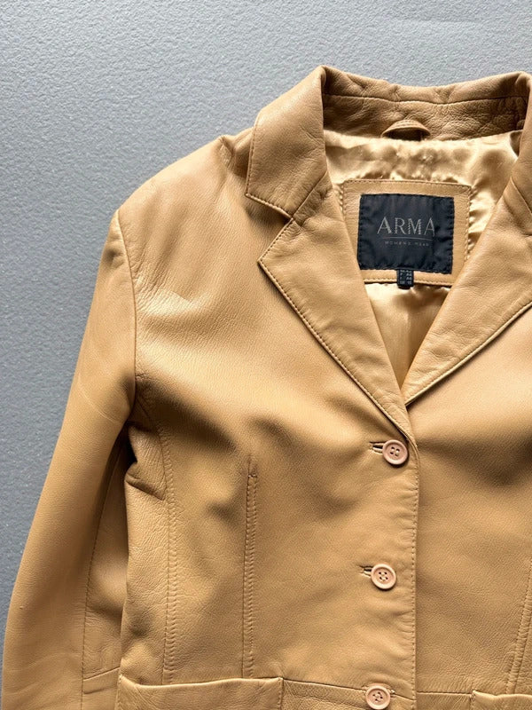 ARMA Buttery Beige Leather Jacket – Women’s UK 16