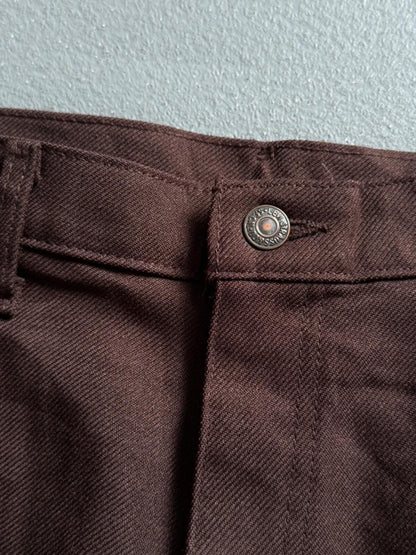 Levi’s 517 Vintage Brown Pleated Poly Flared Trousers 38 x 32”