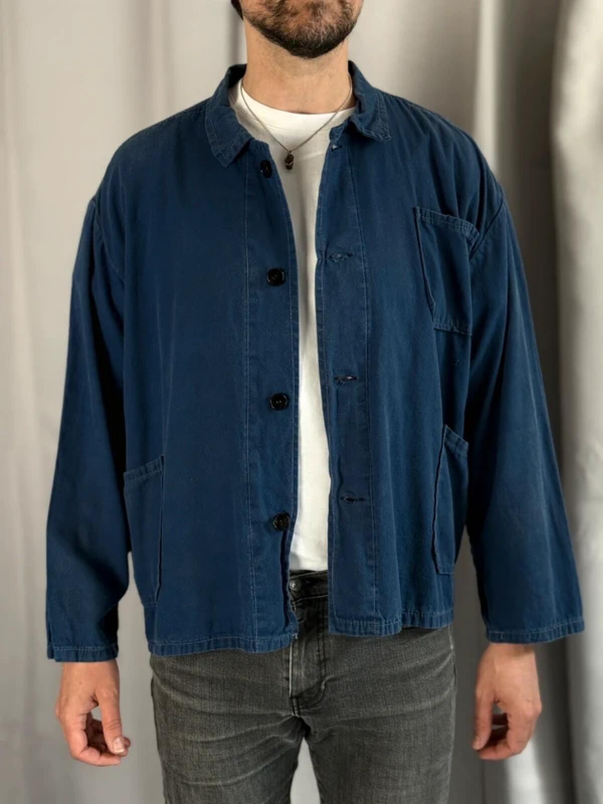 Vintage 70s Euro Blue Work Jacket Large