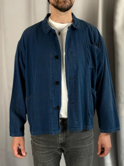 Vintage 70s Euro Blue Work Jacket Large