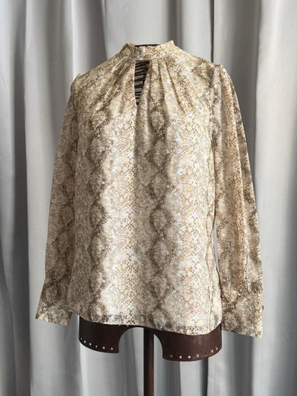 Y2K Dorothy Perkins Snake Print Keyhole Long Sleeve Top Size 10