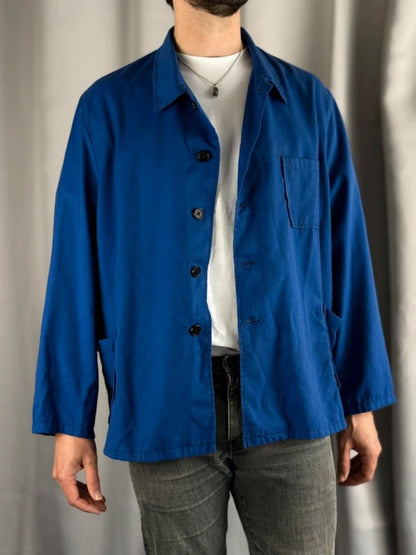 Cobalt Blue Vintage French Work Jacket XL