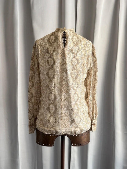 Y2K Dorothy Perkins Snake Print Keyhole Long Sleeve Top Size 10
