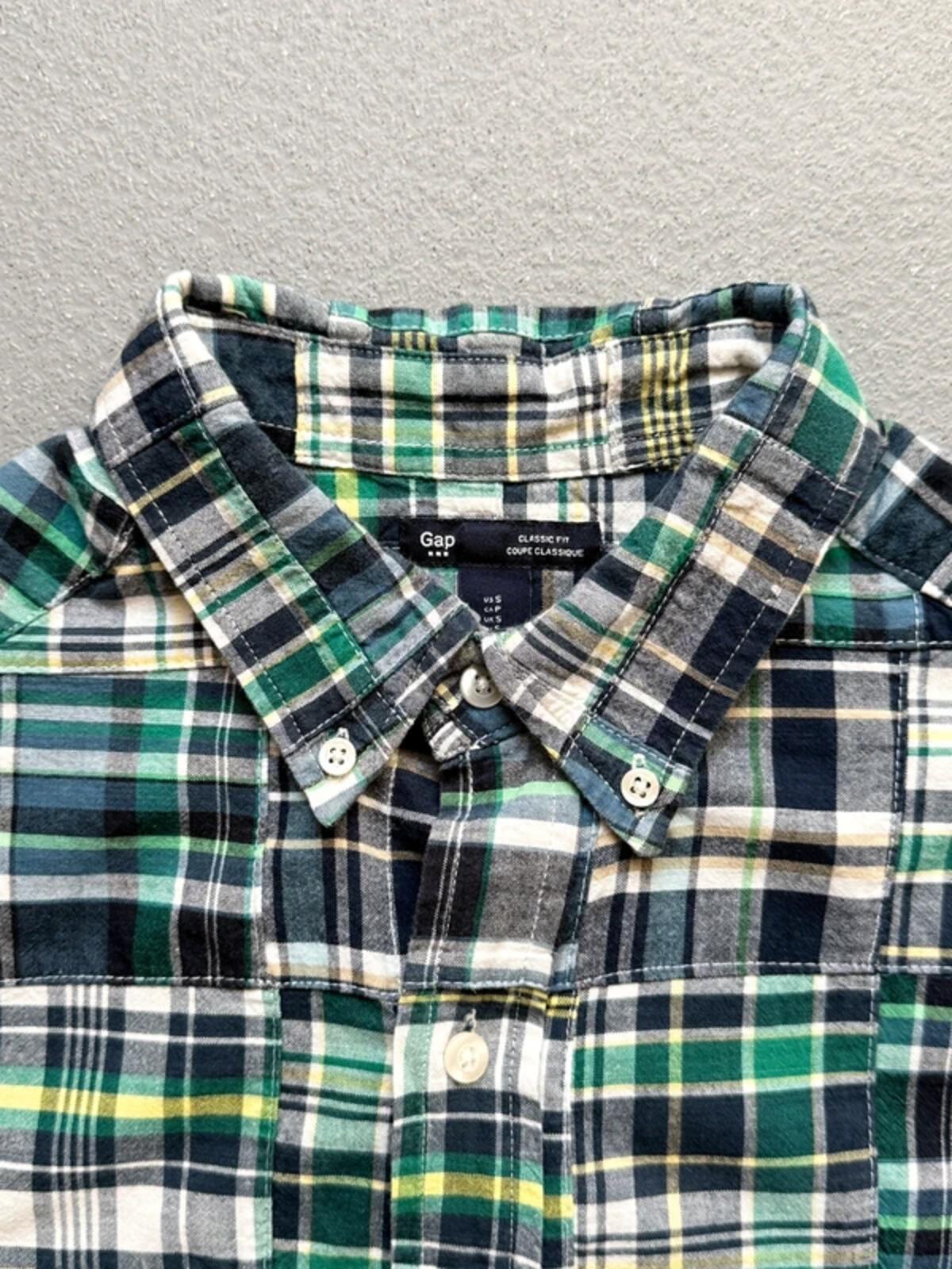GAP Patchwork Madras Check Short Sleeve Shirt Small