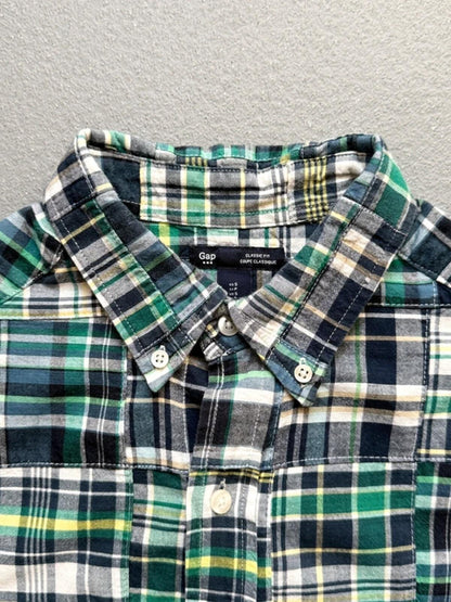 GAP Patchwork Madras Check Short Sleeve Shirt Small
