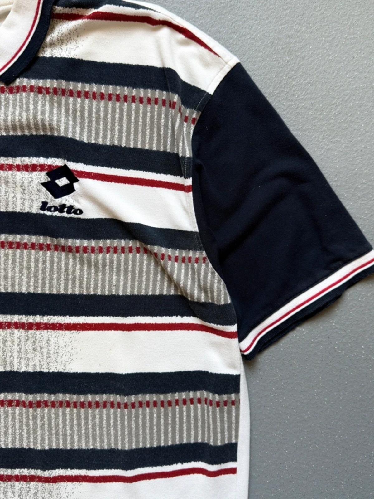 Lotto Vintage 90s Stripe Polo Shirt XXL