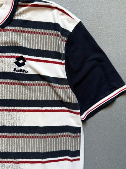 Lotto Vintage 90s Stripe Polo Shirt XXL
