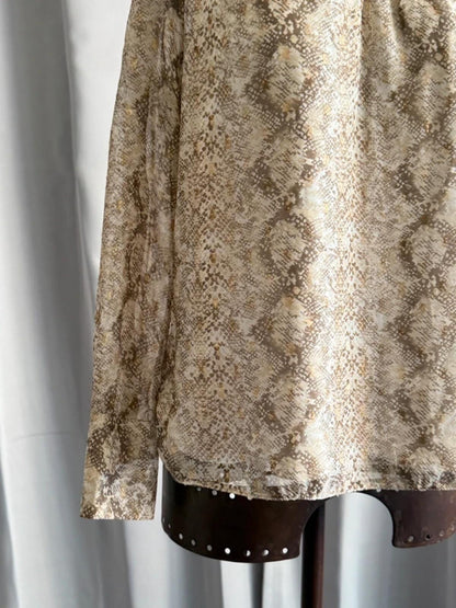 Y2K Dorothy Perkins Snake Print Keyhole Long Sleeve Top Size 10