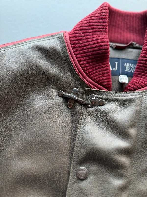 Y2K Armani Jeans Leather & Nylon Bomber Jacket Men’s XL