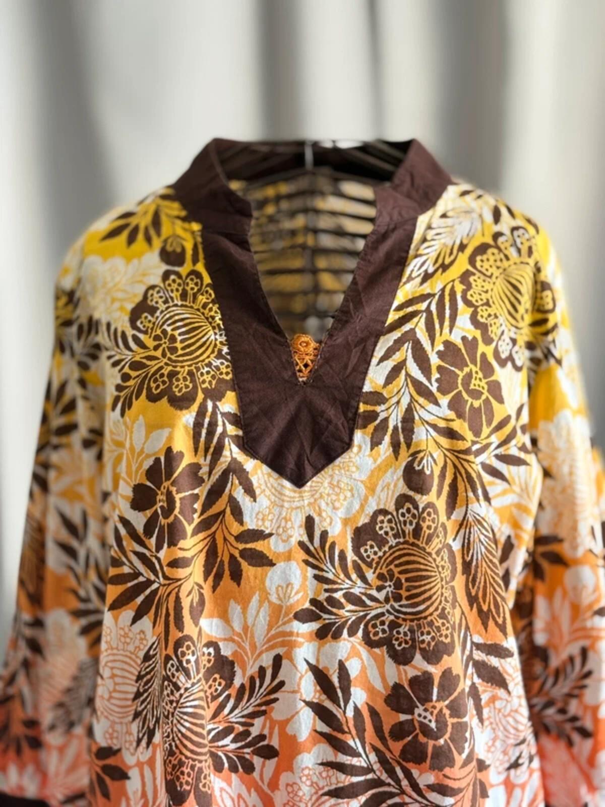 Y2K Boho Botanical Tunic XL Ladies