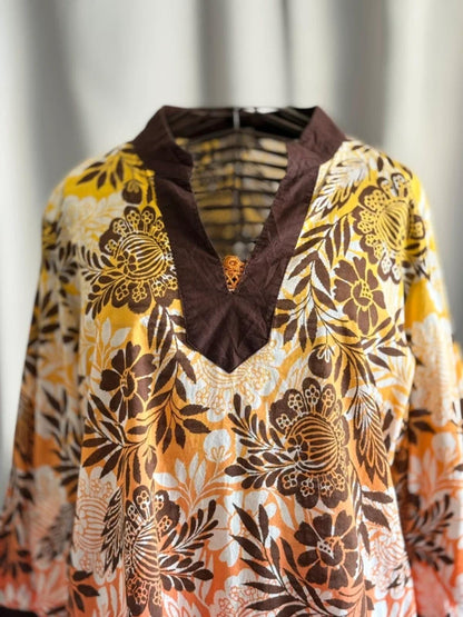 Y2K Boho Botanical Tunic XL Ladies