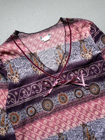 Boho Y2K Asymmetrical Blouse / Mini Dress 14/16