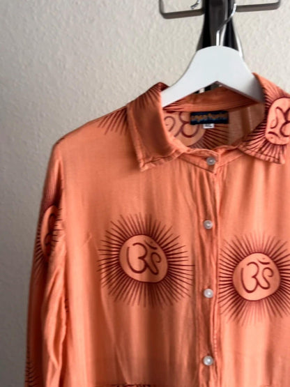 Boho Buddhism Long Sleeve Shirt Dress Large