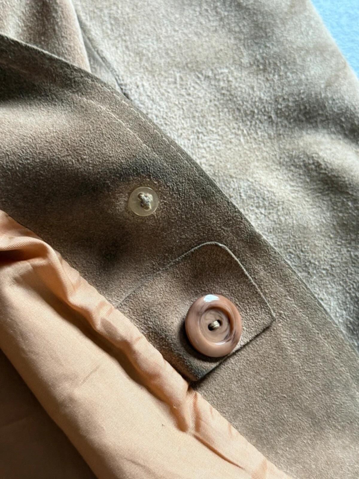 70s Suede Coat Size 18 Beige Brown Made in England