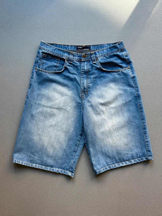 Y2K Baggy Denim Faded Shorts Qruel 36