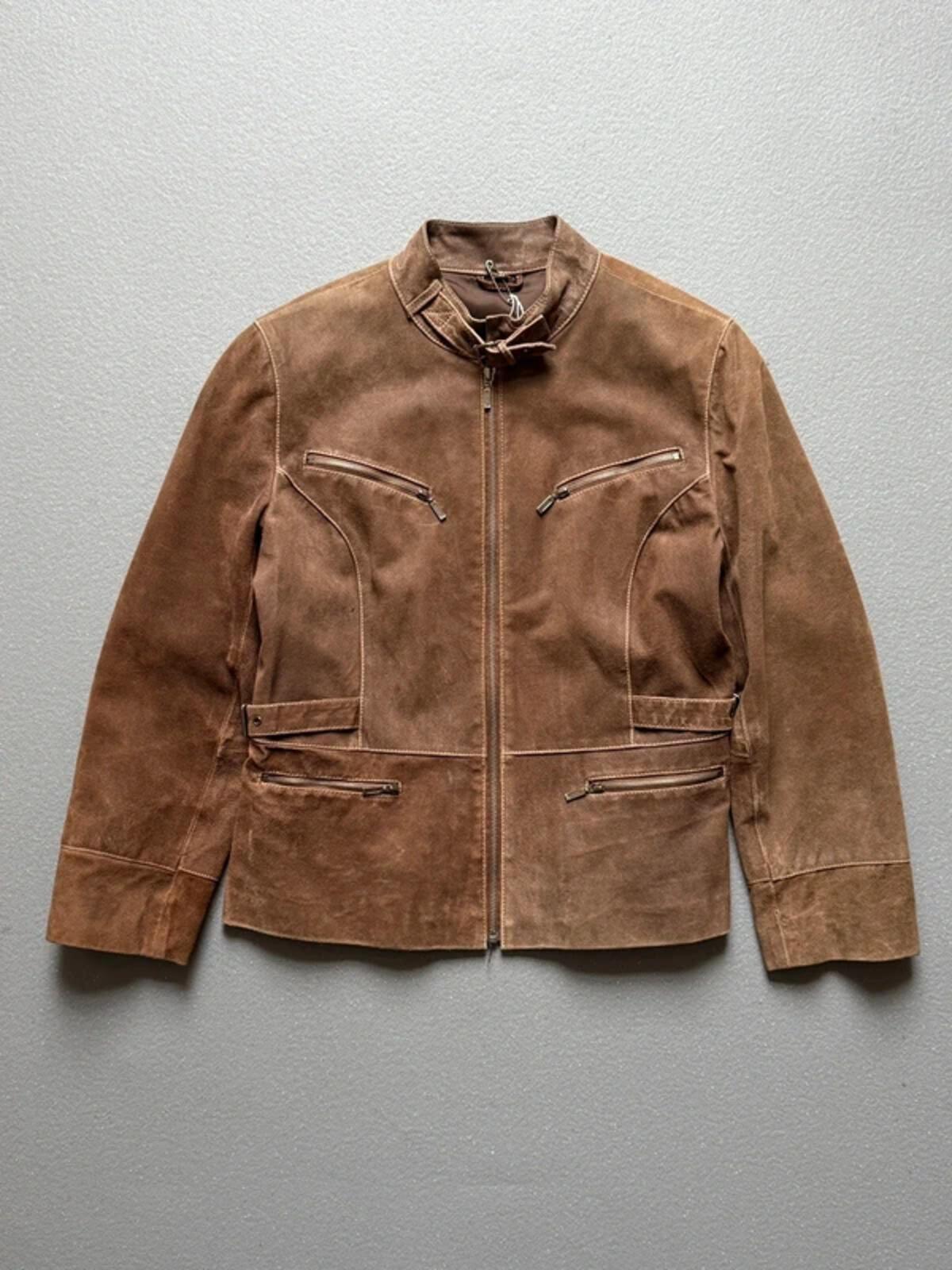 1980s Brown Suede Utility Bomber Jacket Medium Ladies