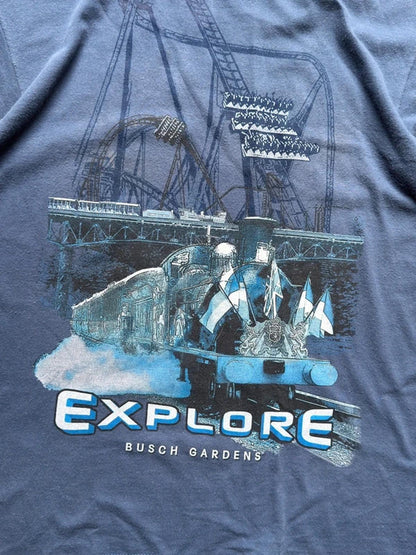 Vintage Busch Gardens Train Rollercoaster T Shirt Large