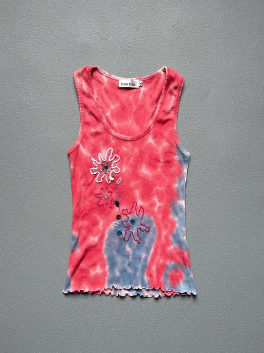 Y2K Ribbed Sequin Vest Top Medium
