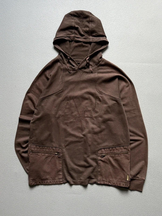Armani 2000s Utility Hoodie XL Brown