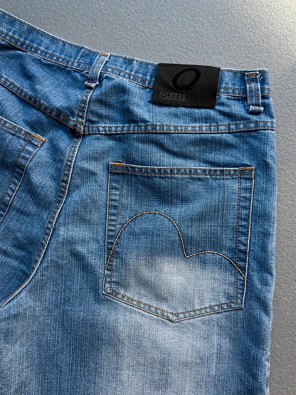 Y2K Baggy Denim Faded Shorts Qruel 36