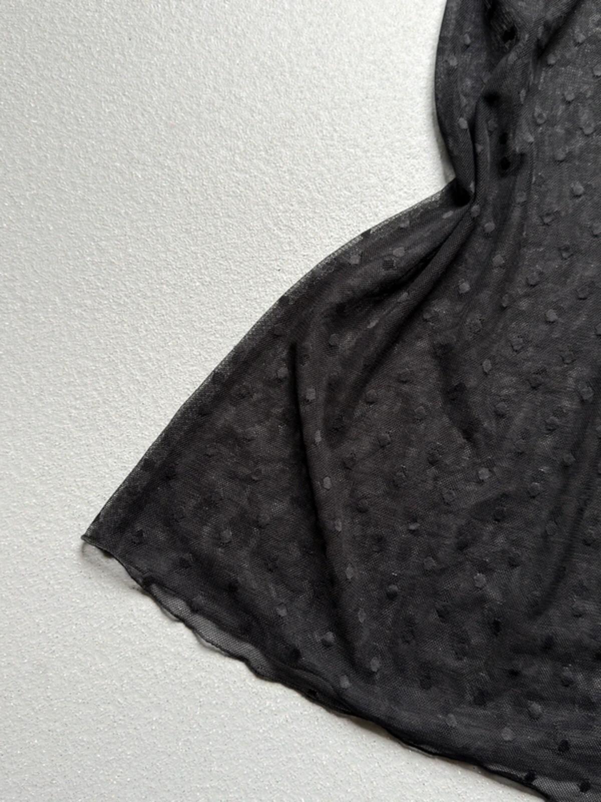 Y2K Sheer Polkadot Black Mini Slip Dress Small
