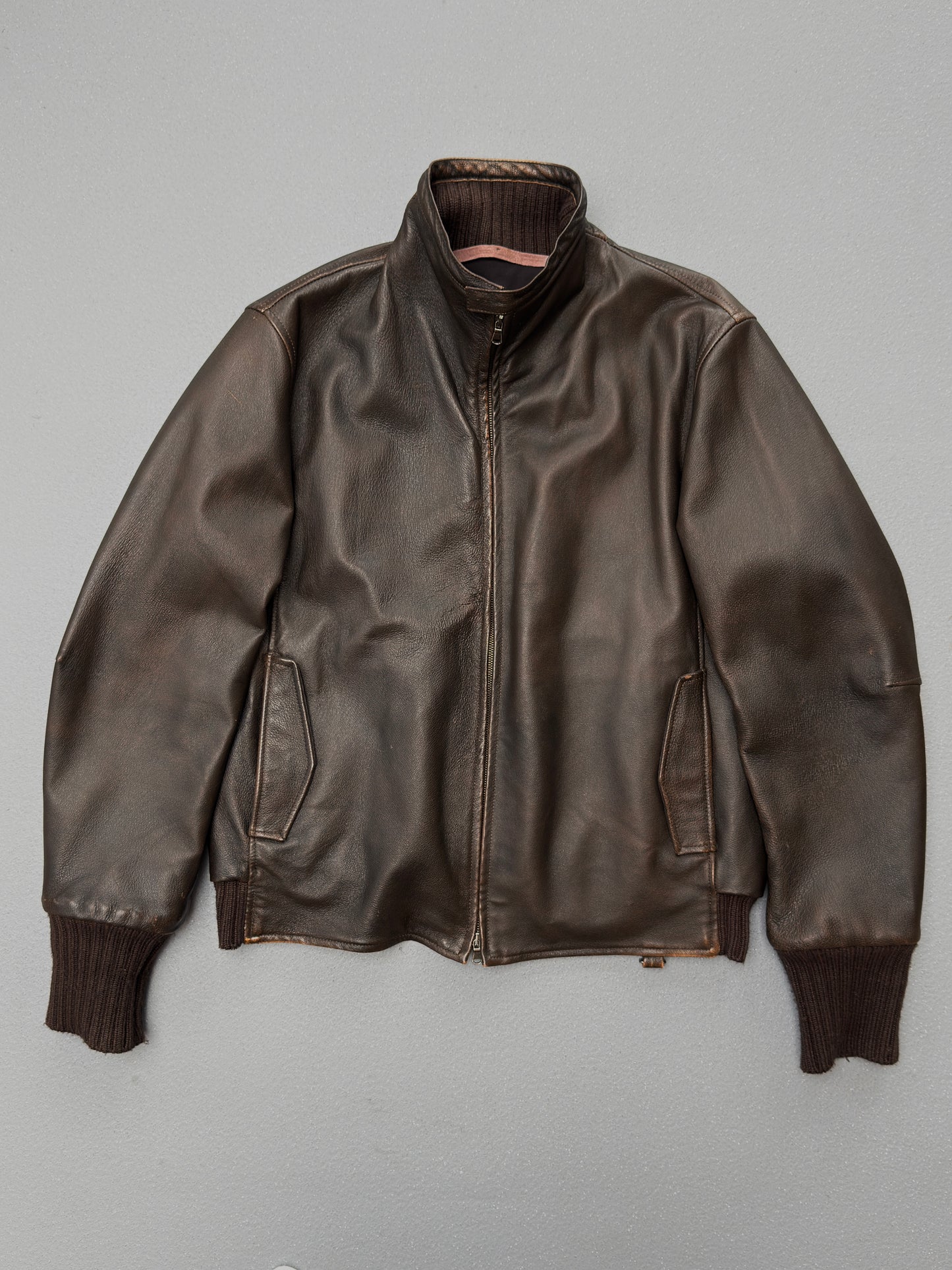 Gian Carlo Rossi Brown Leather Bomber Jacket XL