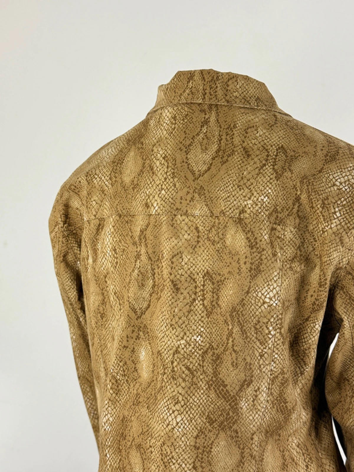 Snakeskin Print Cotton Trucker Jacket Size 12