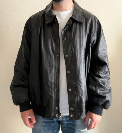 Vintage 80s Leather Bomber Jacket XXL