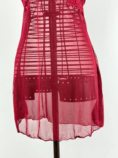 Sheer Lace Babydoll Slip Dress Y2K Large