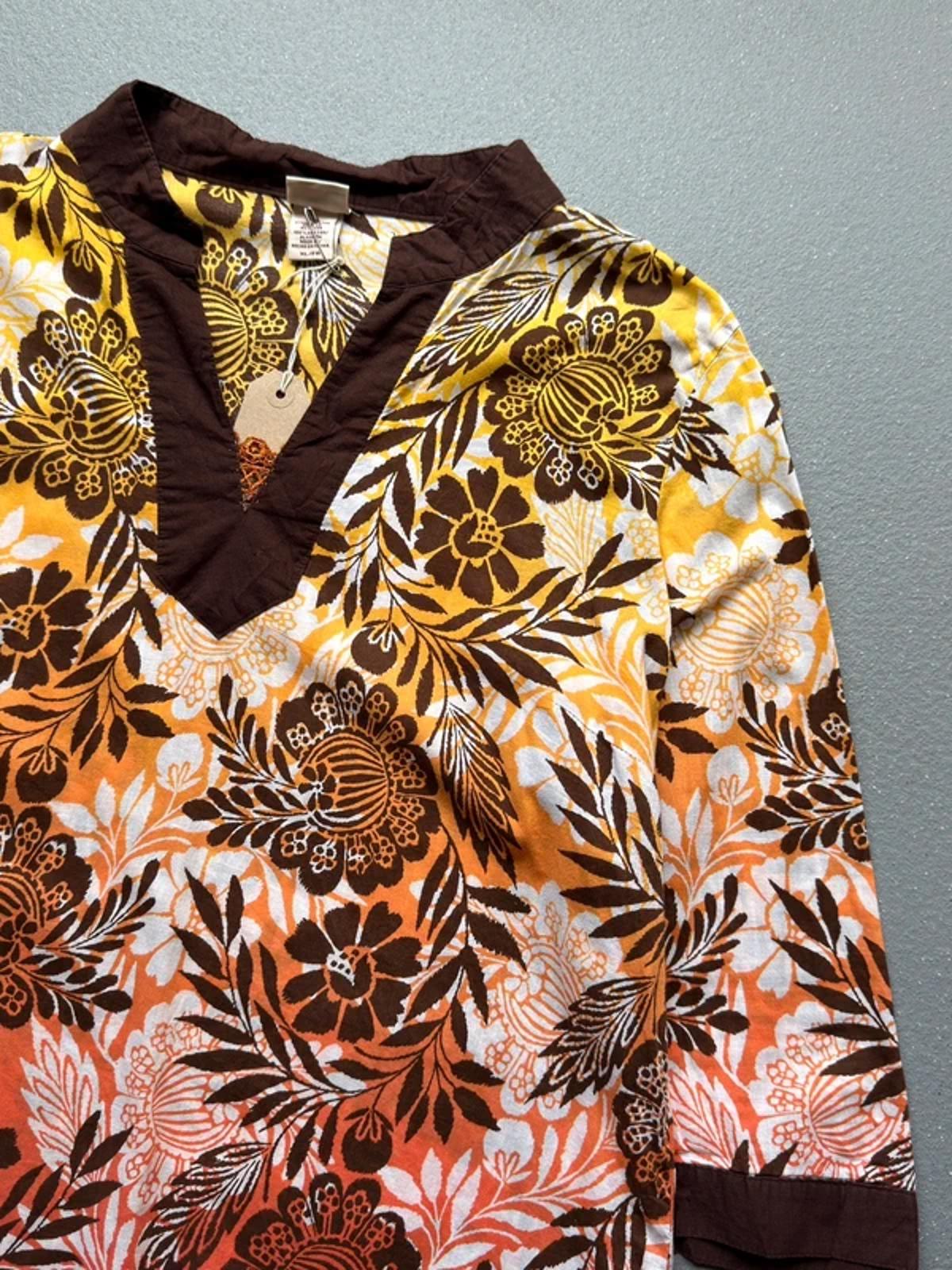 Y2K Boho Floral Smock Shirt XL