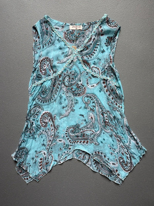 Y2K Sequin Sheer Asymmetrical Blouse Large 14