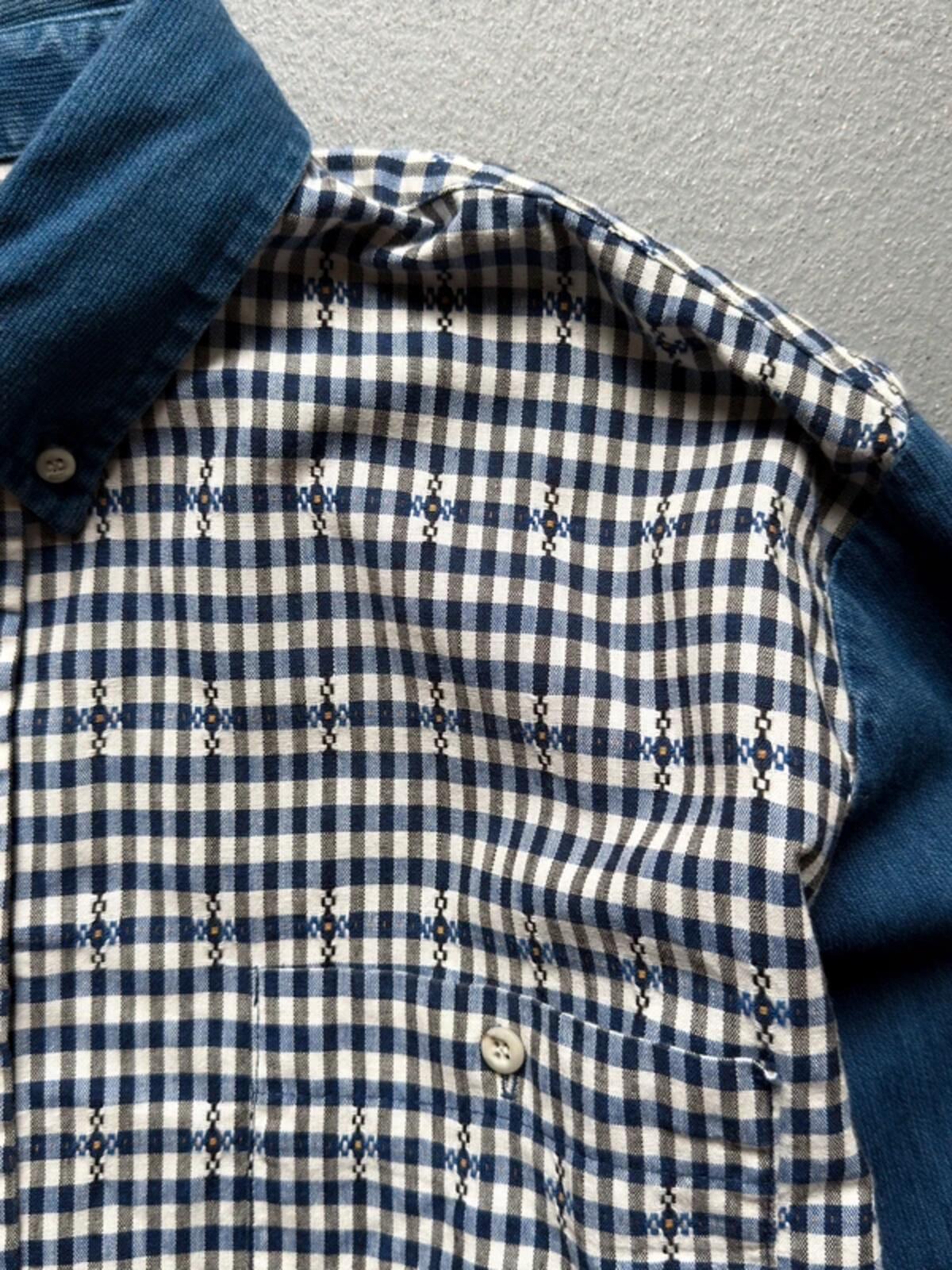 Vintage Check Cowboy Shirt Large Blue Mens