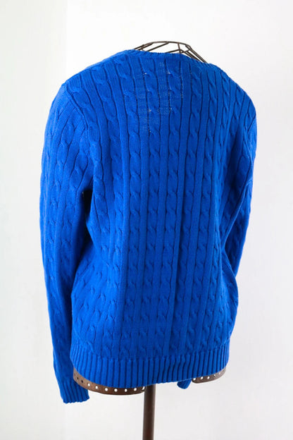 Ralph Lauren Ladies Cable Knit Jumper XL Blue