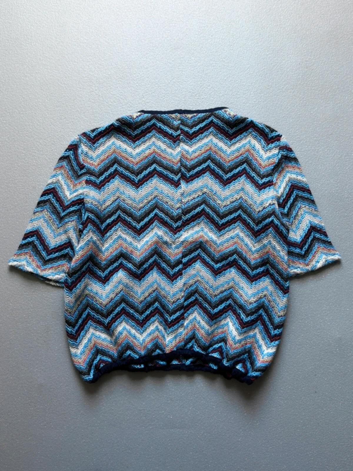 Vintage 70s Hand Knit Zig Zag Print Sweater XL