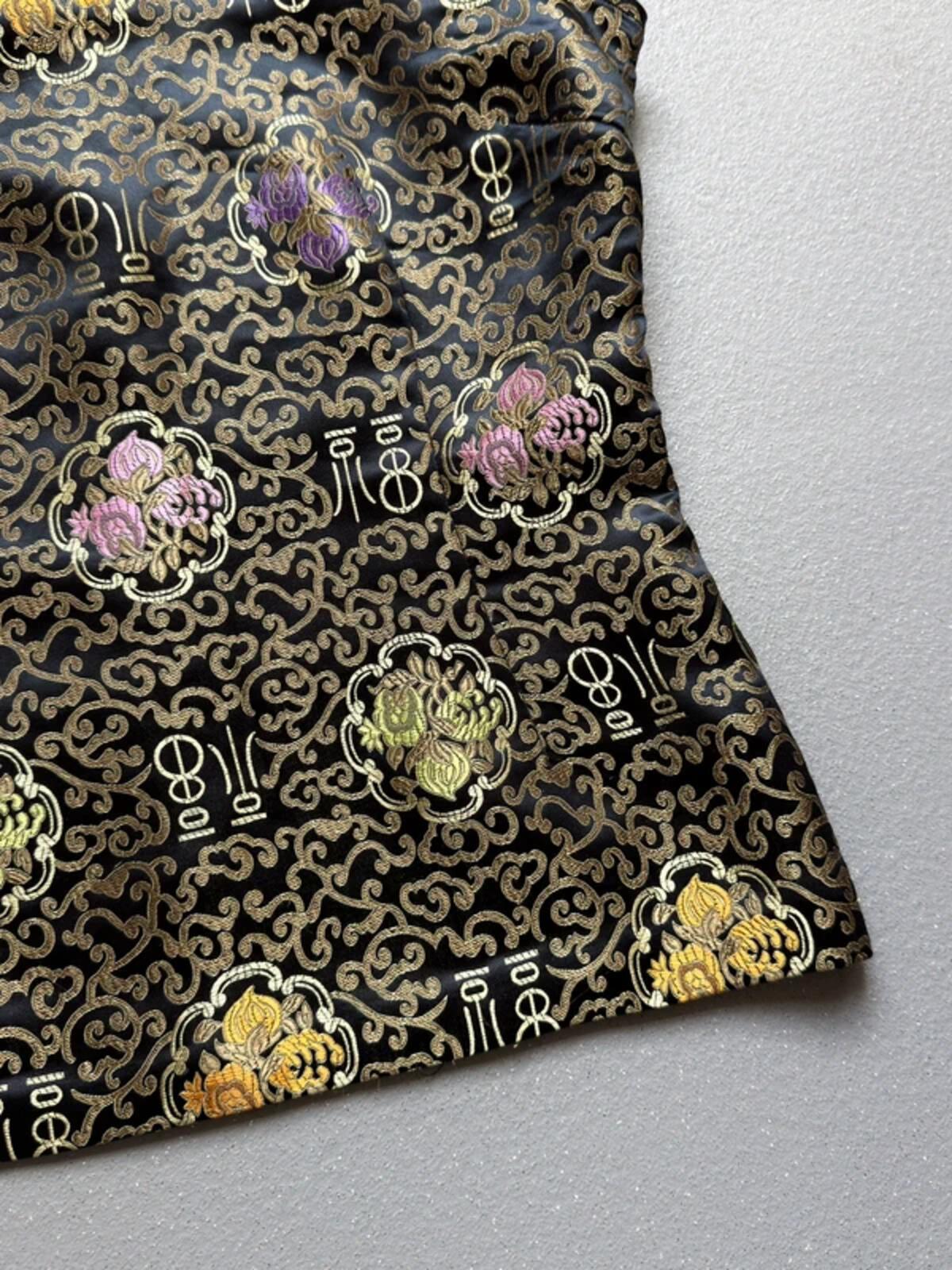 Y2K Geisha Black Gold Oriental Top Large