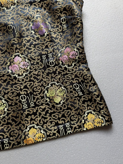 Y2K Geisha Black Gold Oriental Top Large