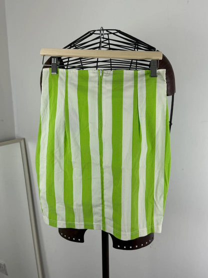 Vintage Green Stripe Fitted Skirt Size 8
