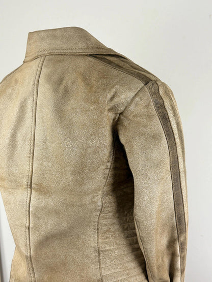 Distressed Look Y2K Perfecto Leather Jacket Size 12