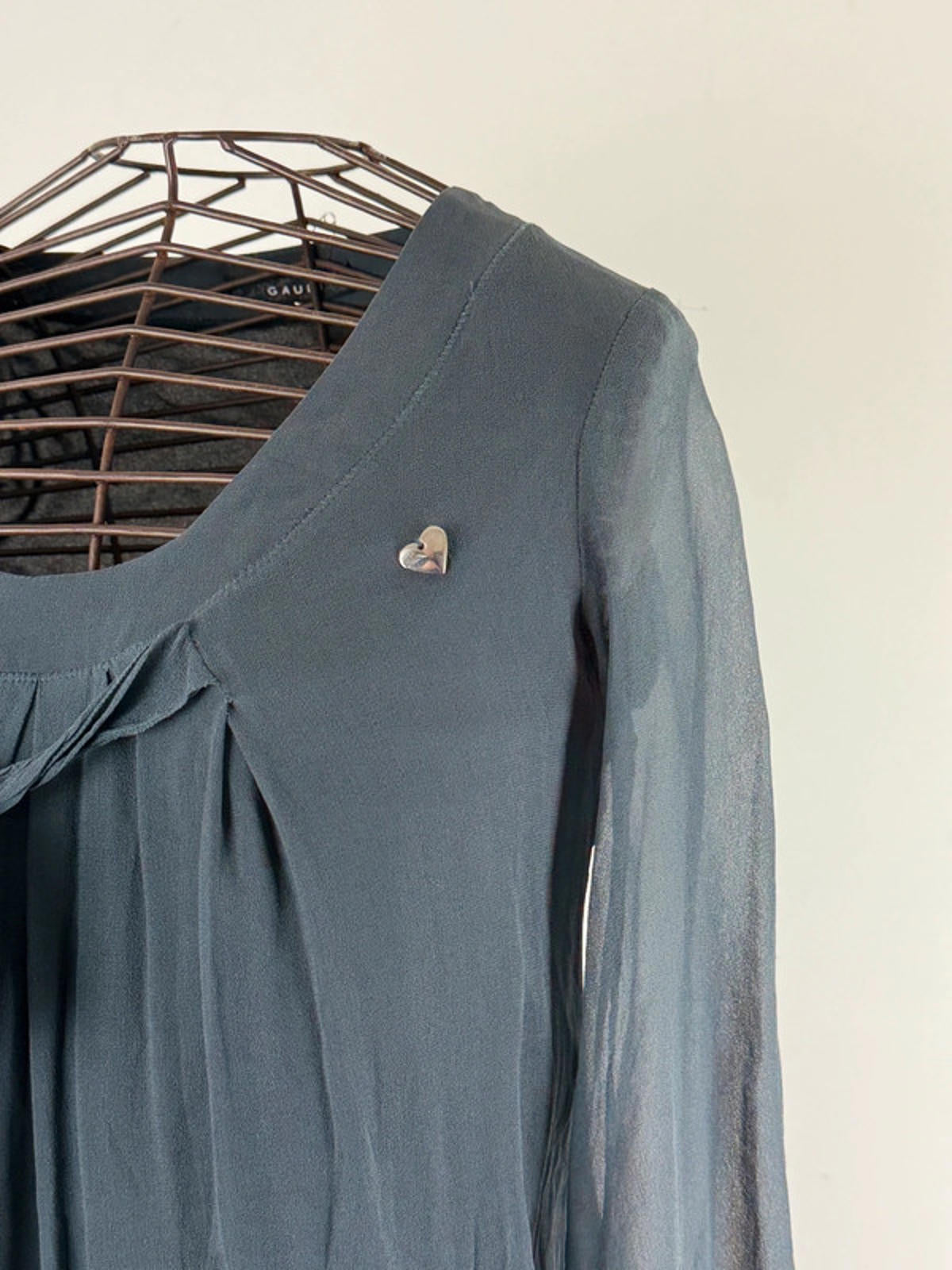 Gaudi Y2K Bow Tie Mesh Sheer Dress Size 10 Grey