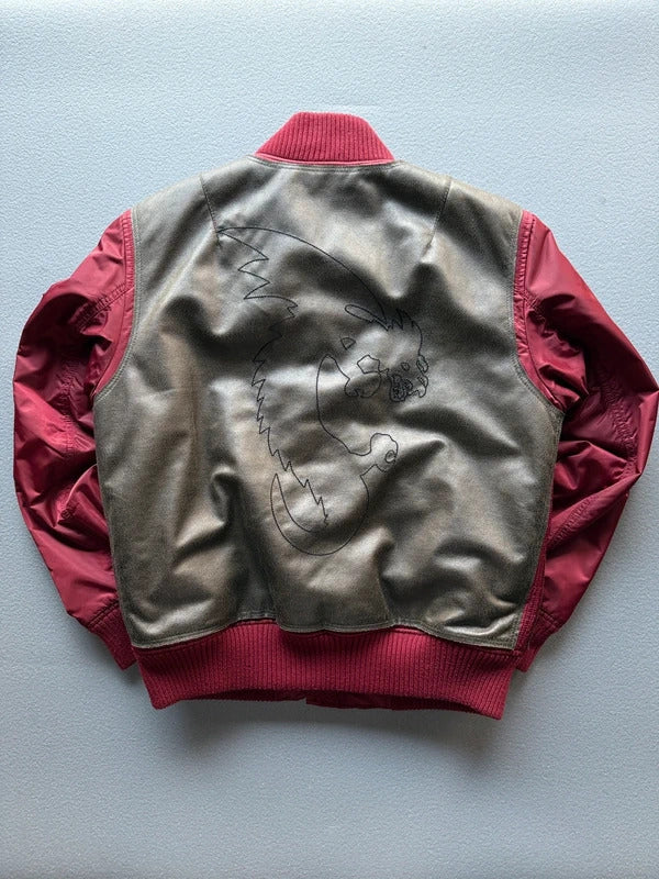 Y2K Armani Jeans Leather & Nylon Bomber Jacket Men’s XL