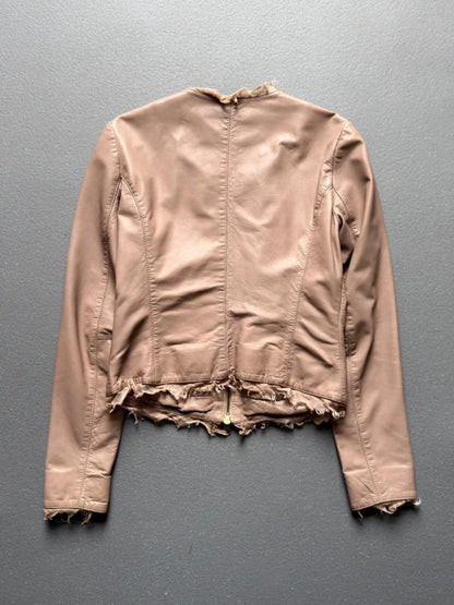 Y2K Rose Pink Leather Jacket Small Ladies