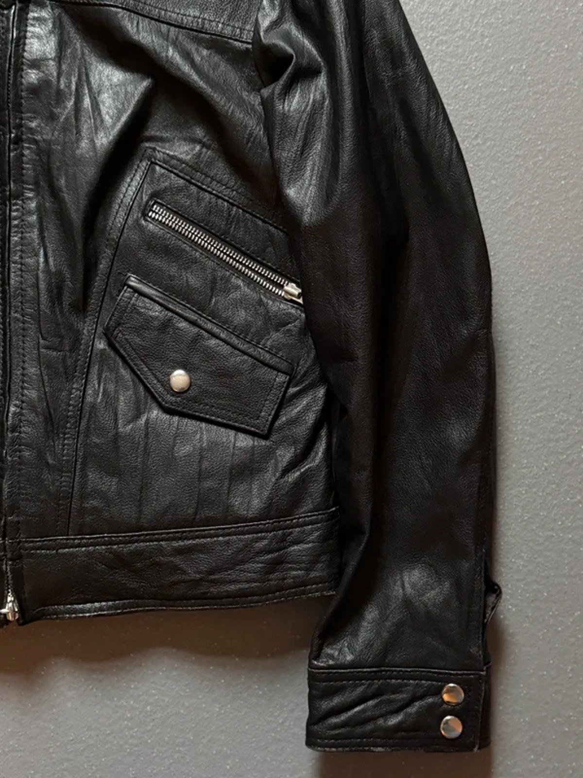 Vintage Tesini Biker Leather Bomber Jacket Size 12 Y2K