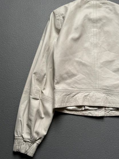 Ibana White Faux Leather Trucker Jacket Small