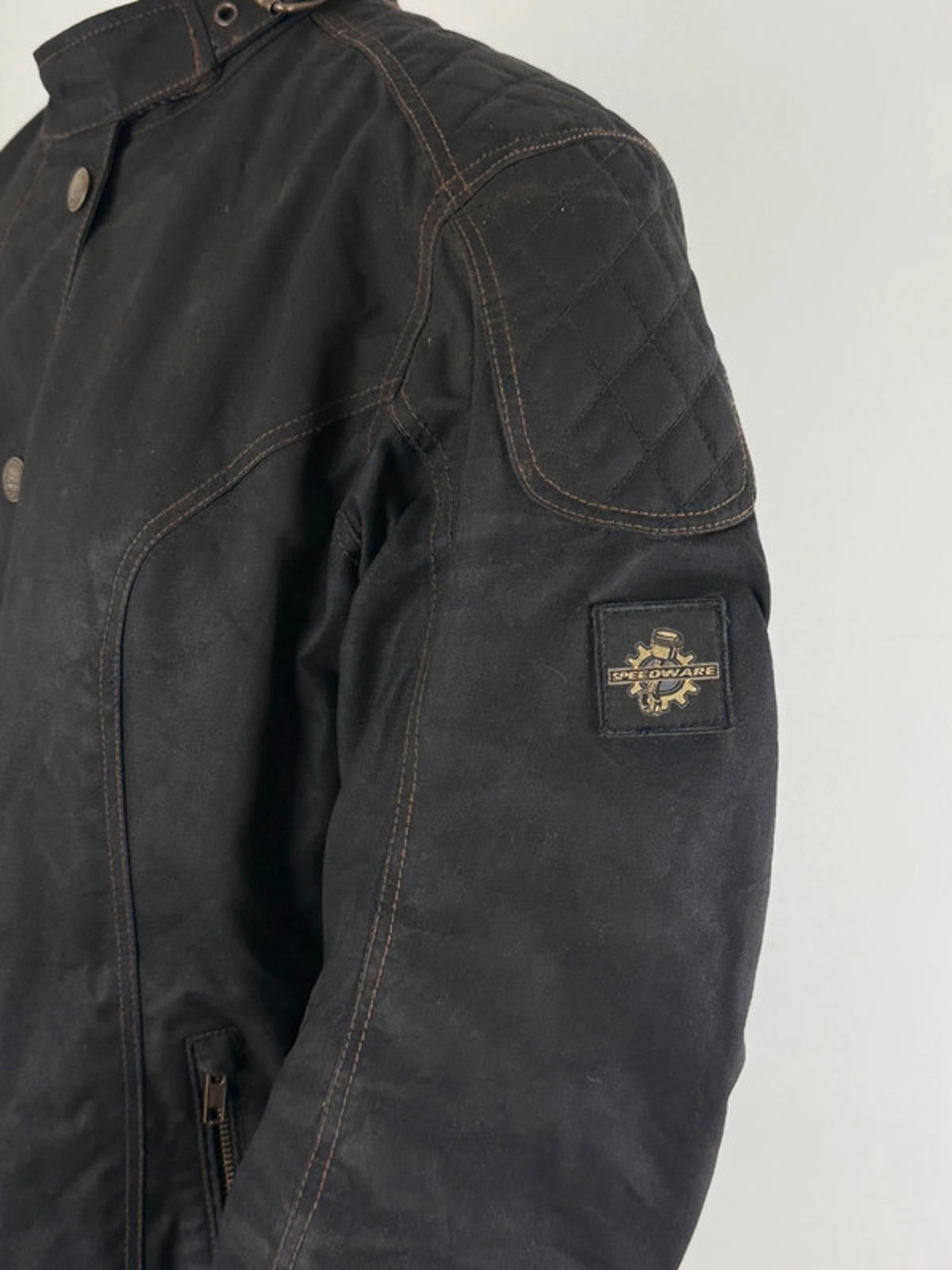 Wax Cropped Biker Jacket Y2K Size 14