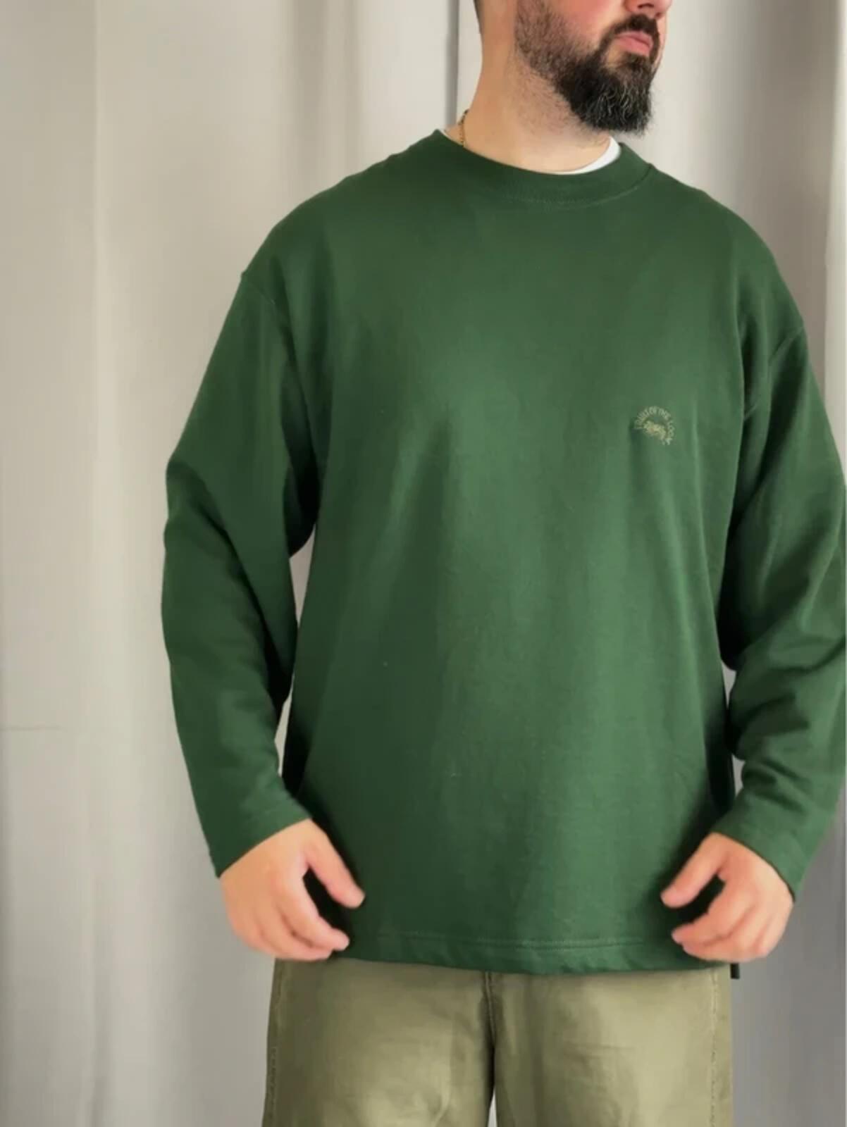 Vintage 90s Fruit of the Loom Blank Sweatshirt Dark Green Large