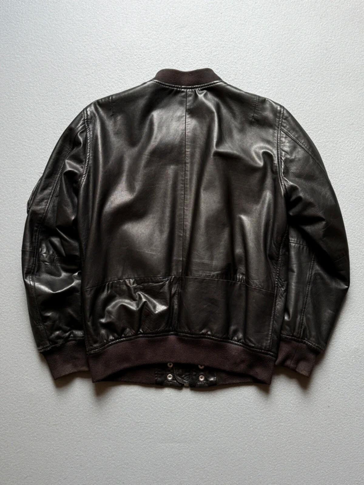 Diesel Black Leather Bomber Jacket Medium Men’s