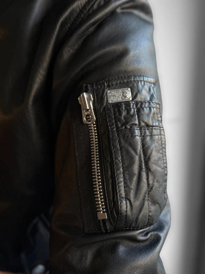 Diesel Sheepskin Real Leather Bomber Jacket Medium