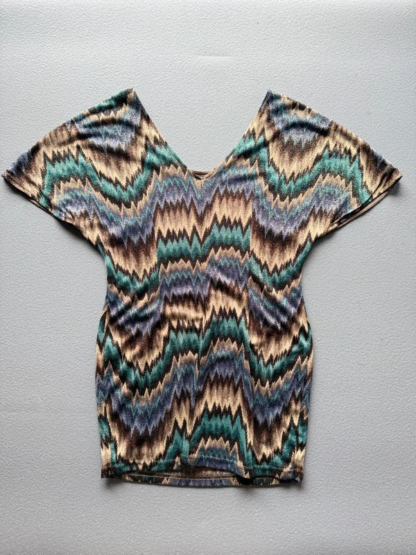 Traffic People Metallic Zigzag Mini Dress – Women’s Large