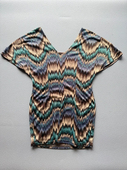 Traffic People Metallic Zigzag Mini Dress – Women’s Large