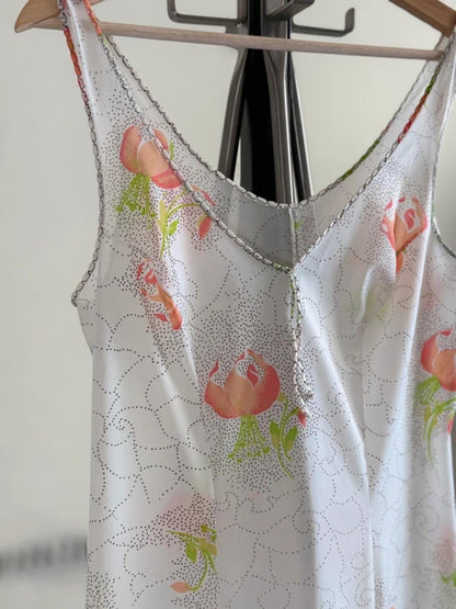 Y2K Pastel Slip Dress Small Floral